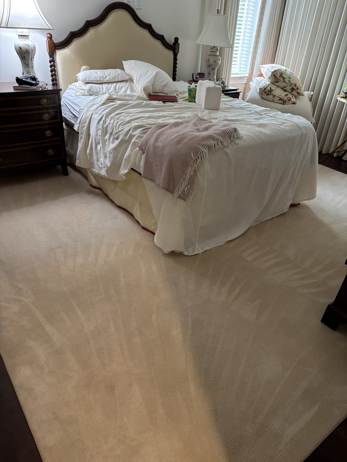 Freshly cleaned mattress on a bed frame