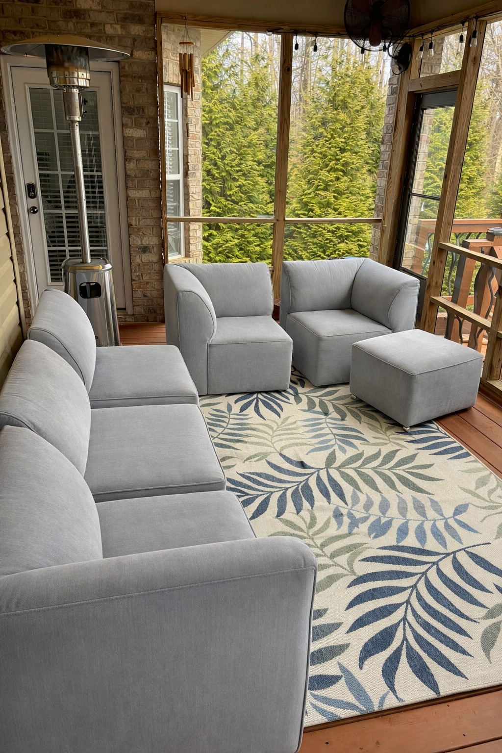Grey sofa and ottoman set freshly cleaned